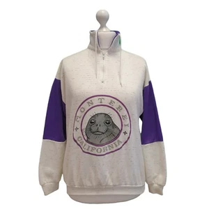 Vintage Oversized 80s Sweatshirt  Monterey California 1/4 ZipWomen's Uk M 10-12 - Picture 1 of 5
