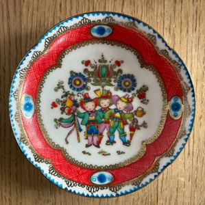Piatto smaltato austriaco 4,5" fatto a mano in Austria festival arte popolare amici - Foto 1 di 12
