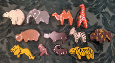 Vintage Playtime Discovery Toy Wooden animal lot =12 lion tiger rhino giraffe