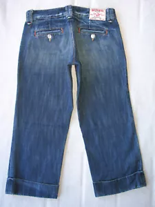 Pantalones de mezclilla capri True Religion Rosie talla 26 desgastados 100 % algodón pierna completa - Imagen 1 de 12