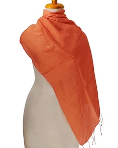 Burmese Silk Scarf Shawl Pashmina 100% Genuine All Colors MyanmarMakers 70x30 in - Picture 1 of 27