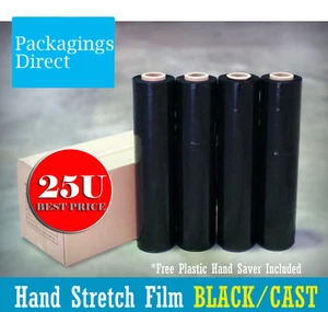 4x Stretch Film 500mm 3.3kg Black 25U Pallet Wrap - Picture 1 of 1