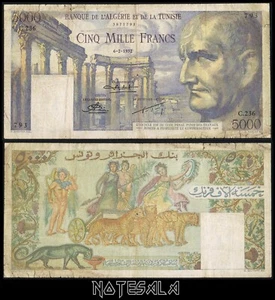 TUNESIEN TUNISIE 5000 5000 5000 FRANCS 1952 Pick-30 VG S/N C.236 793 **SELTEN** - Bild 1 von 1