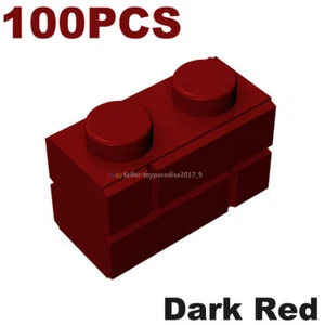☀️ x100 ROJO OSCURO 1x2 Piezas de construcción de ladrillos de mampostería lote a granel #98283 - Imagen 1 de 16