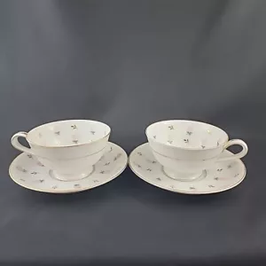 Juego de 2 tazas y platillos Noritake vintage rosa 5530 ramitas hueso China años 50 - Imagen 1 de 12