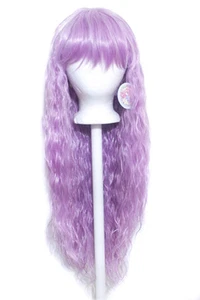 30" Crimped Cut with Long Straight Bangs Lilac Purple Wig Synthetic Cosplay NEW - Picture 1 of 3