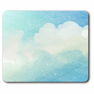 Computer Mouse Mat - Blue Watercolour Clouds Sky Office Gift #2380