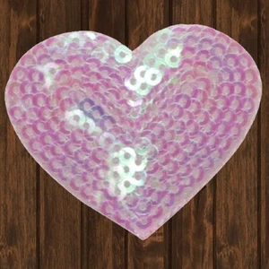 Sequin Heart Embroidered Patch — Iron On - Picture 1 of 1
