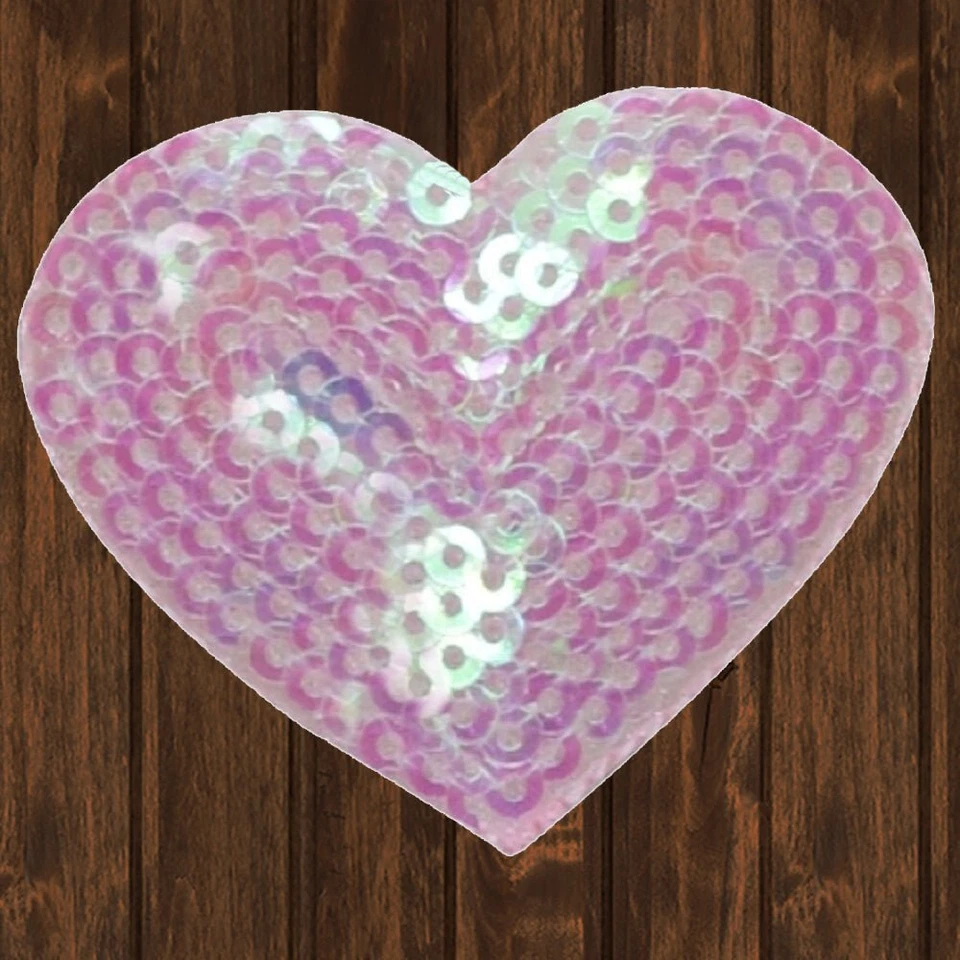 Sequin Heart Embroidered Patch — Iron On - Image 1 of 1