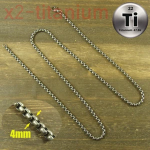 Titanium Ti 4mm Rolo box chain necklace anti-allergy 28 inch length XH259 - Picture 1 of 5