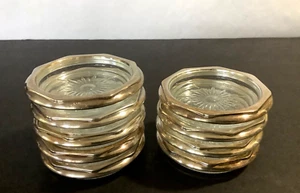 Set 9 Vintage Italy Italian Crystal/Glass Coasters w/Silver-plated Rims MARKED - Picture 1 of 6