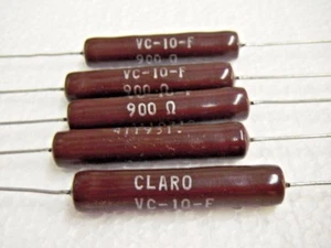 Clarostat VC10F Axial 900 Ohm 10 W drahtgebundener Glaswiderstand - Bild 1 von 3