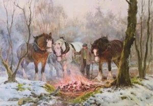 Tarjeta de Navidad tradicional Shire Horse Suffolk Punch Farming - Imagen 1 de 1