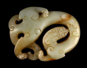 ANTIQUE CHINESE ZHOU DYNASTY JADE CHILONG CARVING - Picture 1 of 1