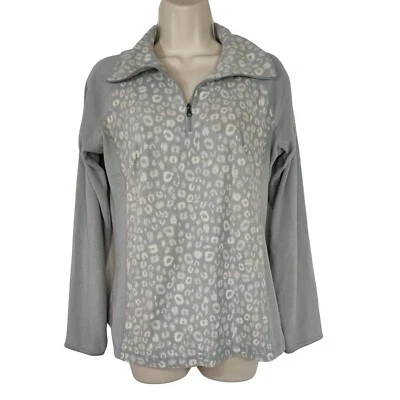 Chaqueta Columbia Fleece 1/4 Cremallera Mujer Talla M Gris Leopardo Estampado Animal DEFECTOS   Foto 1 de 4