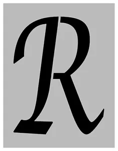 Stencil Calligrafia Monogramma Iniziale 9" Alfabeto Alto Lettera R su Foglio 11 x 8,5 - Foto 1 di 2