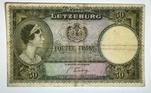 1944 Luxembourg 50 Fifty Francs, Grand-Duchess Charlotte - Picture 1 of 2