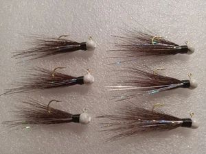 Smoo's Custom Jigs (6) 1/16 Oz. Bucktail Hair Jigs Brown *1069 - Picture 1 of 1