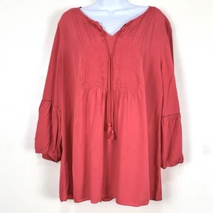 St John's Bay Womens Boho Embroidered Peasant Blouse Tunic 2X Cottagecore Top - Picture 1 of 8