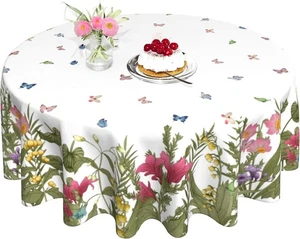 Floral round Tablecloth 60 Inch Spring Summer Wildflowe - Picture 1 of 12