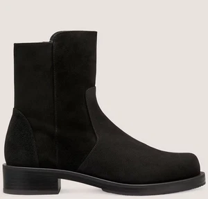 NEW $640 Stuart Weitzman 5050 Bold Suede Zip Booties Black Sz 6.5 B/EU 37 - Picture 1 of 14