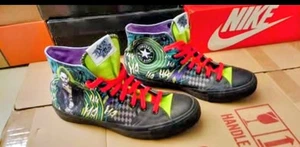 Converse Suicide Squad Custom NIKEiD Joker themed Mens 12 Chuck Taylor All-Star - Picture 1 of 10