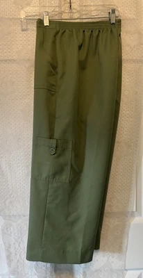 ALFRED DUNNER  Olive Green Partial Elastic Waist Pockets Capri Pants Size 16 - Image 1 of 4