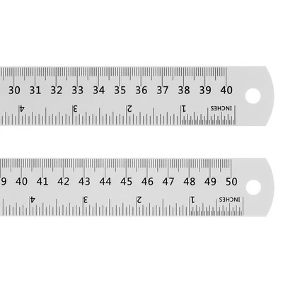 2pcs Steel Ruler 40cm 16 Inch & 50cm 20 Inch Metal with Conversion Table - Imagem 1 de 4