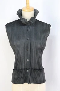 PLEATS PLEASE Dark Gray Sleeveless Top Vest 114 8637 - Picture 1 of 7