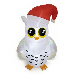 Búho de Navidad inflable soplado por aire para vacaciones con sombrero de Santa luces LED de 3,5’ - Imagen 1 de 2