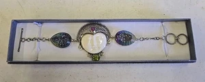 Bali Princess Druzy Quartz Hebei Peridot & Ruby 7.75" Sterling Silver Bracelet - Picture 1 of 24