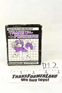 Figura de acción Scorponok Instrucciones Bases 1987 Vintage Hasbro G1 Transformers - Imagen 1 de 1