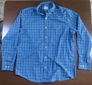 LL Bean Shirt Mens XL Blue Plaid Long Sleeve Button Up Casual Down Read - Picture 1 of 3