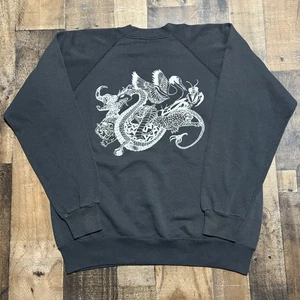 Vintage Tribal Dragon Crewneck Sweatshirt Sukajan Tai Chi Men’s Large 90’s - Picture 1 of 7