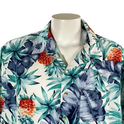Camisa Hawaiana Van Heusen 2XL Piñas Hojas Tropicales Florales - Imagen 1 de 4