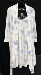 Lauren Ralph Lauren Size M Lavender Floral Robe/Nightgown Set W/Pockets Women - Picture 1 of 13