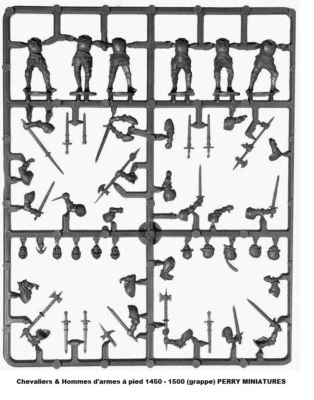 PERRY MINIATURES Grappe Hommes d'armes à pied 1450-1500 Figurines 28mm plastique