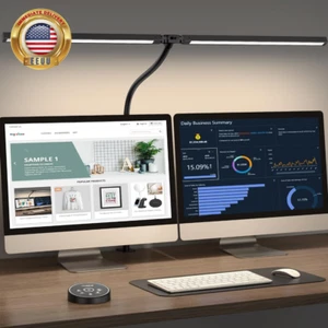Led Desk Lamp for Office Home - Eye Caring Architect Lamp with Clamp,Dual Screen - Picture 1 of 7