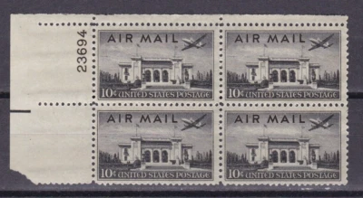 US Stamp Plate Block #C34 10c Black Airmail Pan-American Building Unused H - Image 1 of 2