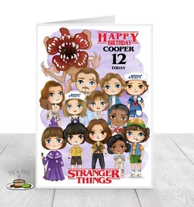 Tarjeta de cumpleaños personalizada de Stranger Things - CUALQUIER nombre y edad - Imagen 1 de 1