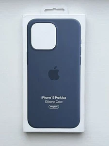Apple Silicone Case with MagSafe for iPhone 15 Pro Max - STORM BLUE - Picture 1 of 4