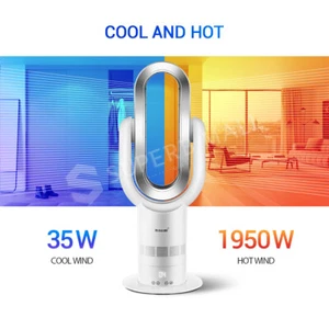 White 2in1 Bladeless Fan Oscillating Fan Heater Air Cooler Fan Timer w/LCD Touch - Picture 1 of 10