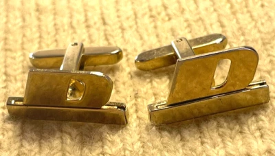 VTG Hickok USA Letter D Monogram Goldtone Cufflinks Mens Accessory - Image 1 of 4