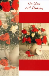 Nice 65TH BIRTHDAY Card FOR 65 YEAR OLD, Roses by Popular Greetings + Envelope - Picture 1 of 4