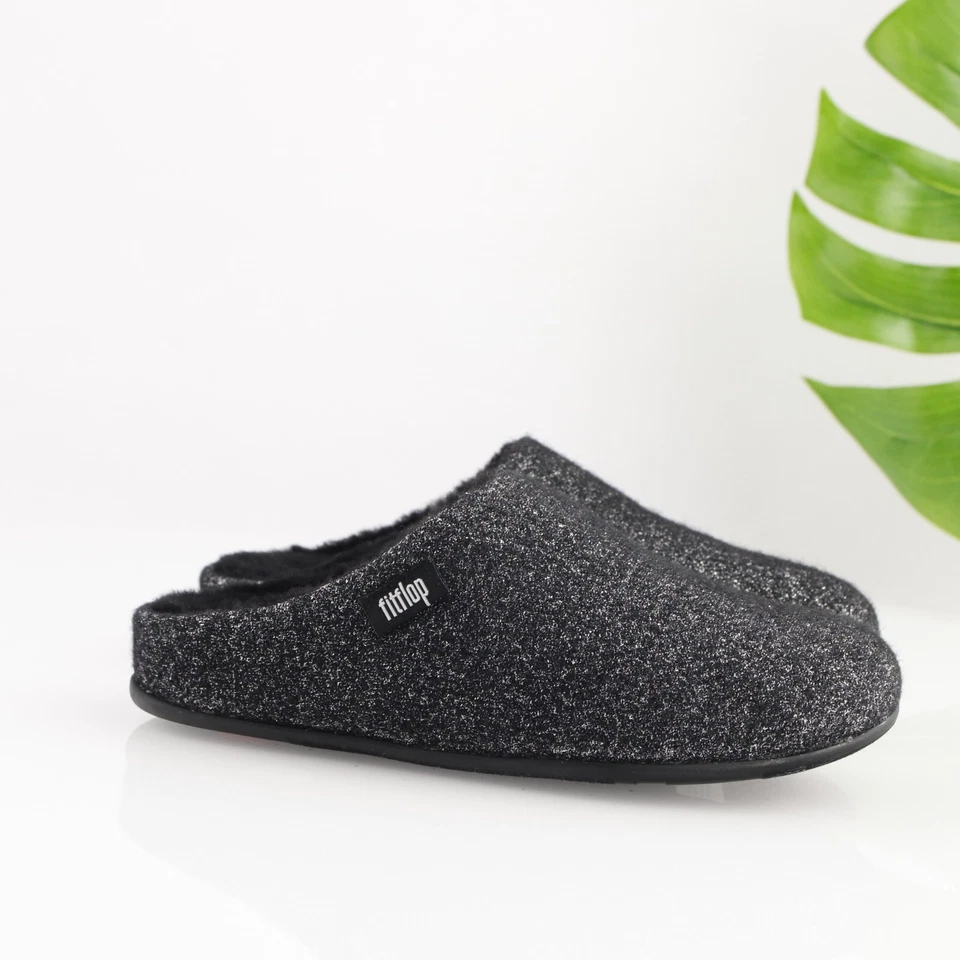 Fitflop Womens Chrissie Glimmerwool Mule Size 5 Black Lame Slipper Shoe Slip On - Image 1 of 4