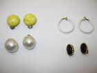 Vintage Button & Hoop Clip On Earrings 1 Napier 2 Japan Signed Lot of 4