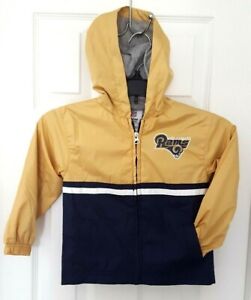 LOS ANGELES RAMS Kids Jacket with Hood Size 4T Zip Front Lined Blue Gold New 