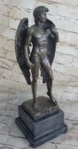SIGNED NUDE MALE BY MICHIEL BRONZE STATUE SCULPTURE FIGURE FIGURINE HAND MADE NR - Picture 1 of 9