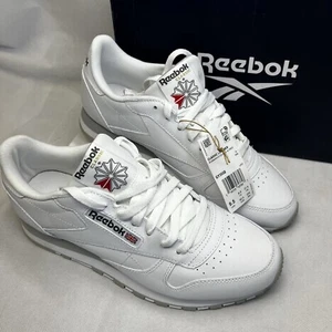 Reebok Classic Pelle Running Bianco/Grigio Puro Unisex Uomo Taglia 9,5 - Foto 1 di 11