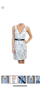 BCBG Max Azria Jaquard Blue White Dress mini Size 6  - Picture 1 of 2